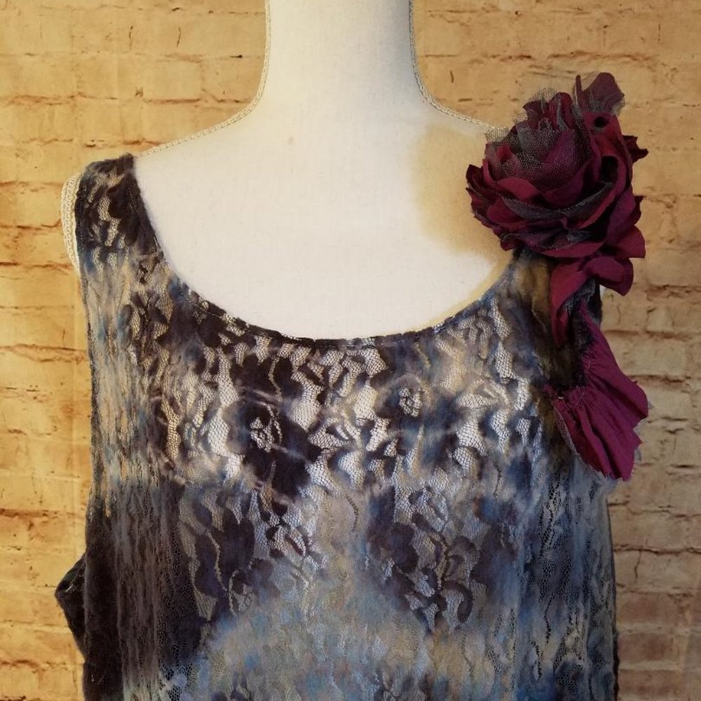 Robin Dyed Sheer Lace Lagenlook Sleeveless Tunic